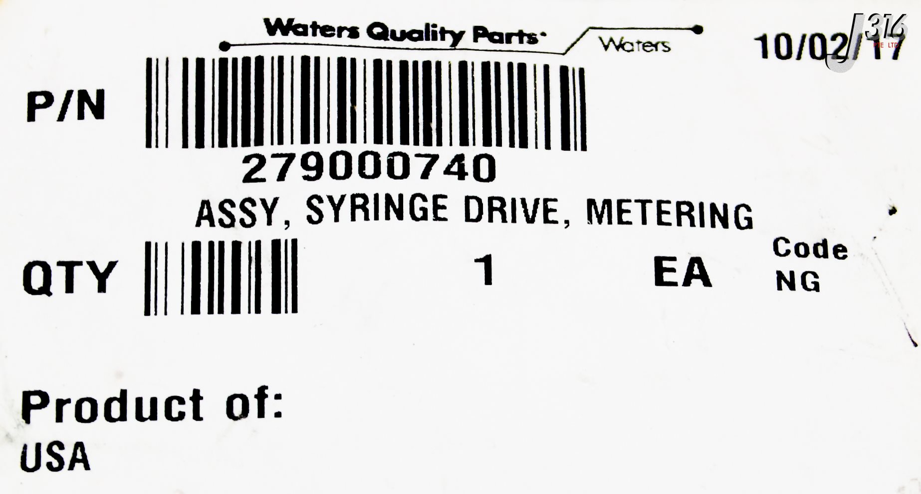36136 WATERS ASSY, SYRINGE DRIVE, METERING 279000740 | eBay